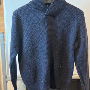 Schott NYC Navy Waffle Knit Thermal Wool Blend Pullover (Medium)
